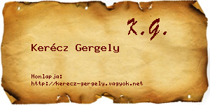 Kerécz Gergely névjegykártya